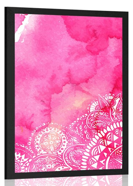 Plagát Mandala ružový akvarel - 20x30 white