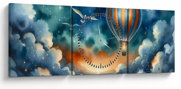Obraz - Lietať nočnou oblohou (s hodinami) (90x30 cm)