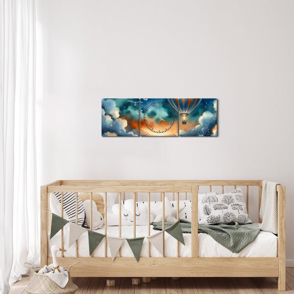 Obraz - Lietať nočnou oblohou (s hodinami) (90x30 cm)