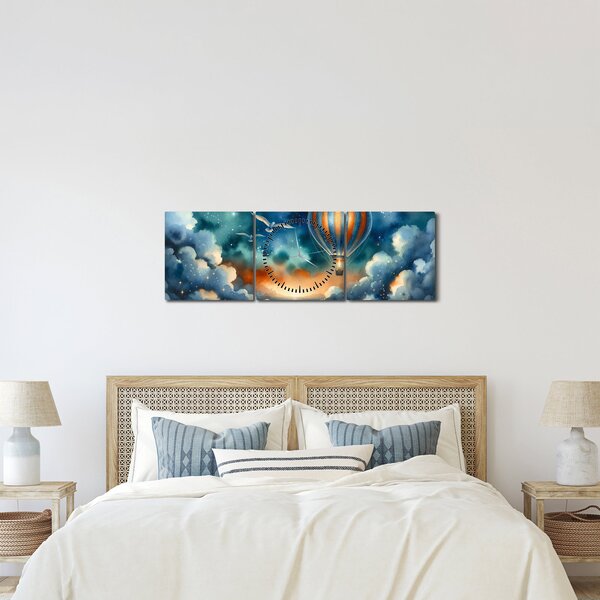 Obraz - Lietať nočnou oblohou (s hodinami) (90x30 cm)