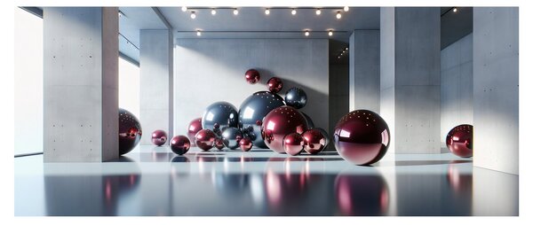 Obraz - 3D priestor s guľami II. (120x50 cm)