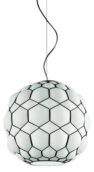 SIRU - Luster na lanku GALAPAGOS 1xE27/60W/230V čierna/biela benátske sklo