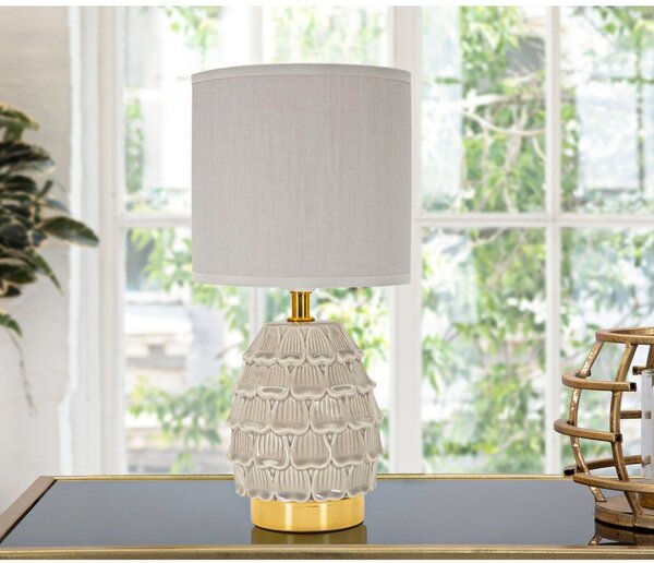 Béžová keramická stolová lampa s textilným tienidlom (výška 30,5 cm) Pigny – Mauro Ferretti