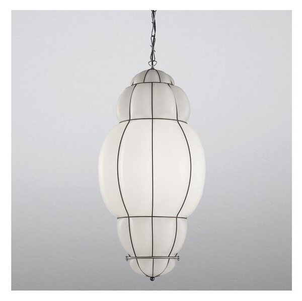 SIRU - Luster na reťazi RIVISTO 1xE27/60W/230V pr. 45 cm čierna/biela benátske sklo