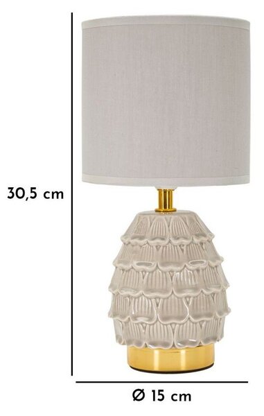 Béžová keramická stolová lampa s textilným tienidlom (výška 30,5 cm) Pigny – Mauro Ferretti
