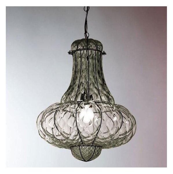 SIRU - Luster na reťazi DOGE 1xE27/60W/230V pr. 30 cm číra/čierna benátske sklo