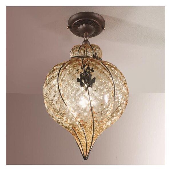SIRU - Prisadený luster GOCCIA 1xE27/60W/230V pr.25 cm béžová/hnedá benátske sklo