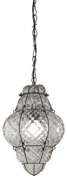 SIRU - Luster na reťazi CLASSIC 1xE27/60W/230V pr. 30 cm číra/čierna benátske sklo