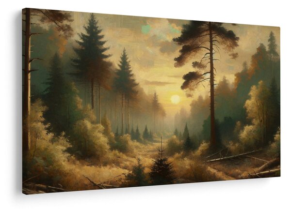 Obraz - Slnko žiariace lesom (90x60 cm)