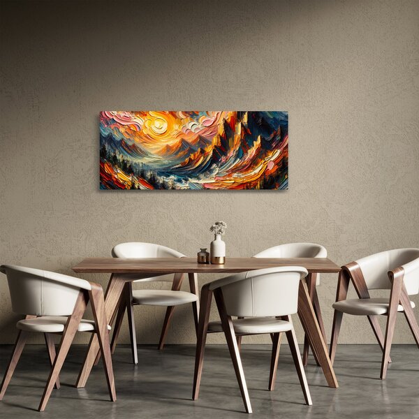 Obraz - Hory zalité slnkom (120x50 cm)