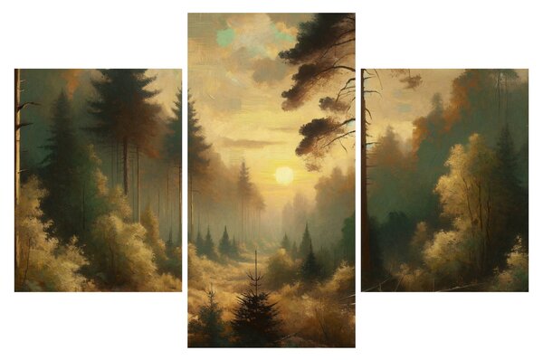 Obraz - Slnko žiariace lesom (90x60 cm)