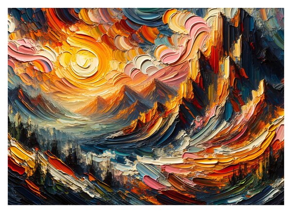 Sklenený obraz - Hory zalité slnkom (70x50 cm)