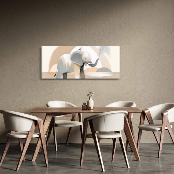 Obraz - Slon v pastelových farbách (120x50 cm)