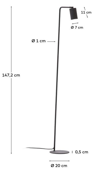 Čierna stojacia lampa (výška 147 cm) Manie – Kave Home