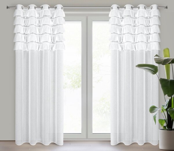 ZÁCLONA NA KRÚŽKOCH AURA 140X250 CM BIELA