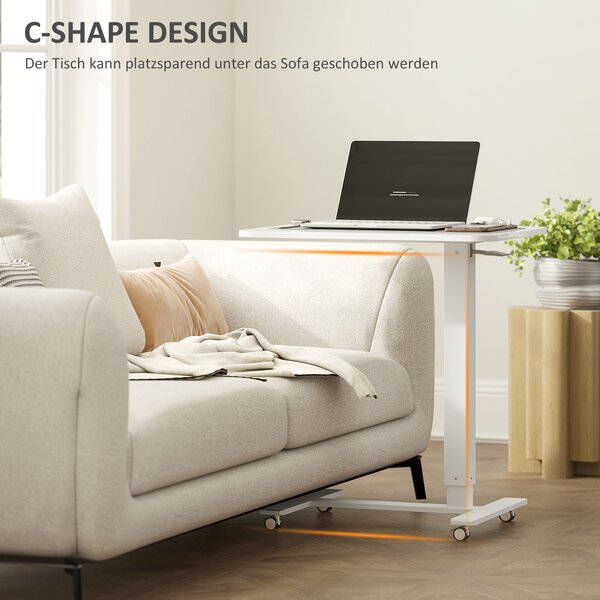 HOMCOM Výškovo nastaviteľný stôl na notebook 65 x 70-110 x 48 cm biely