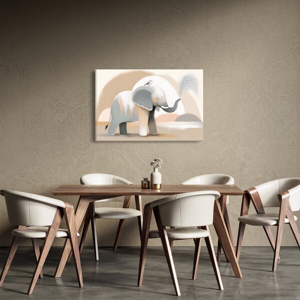 Obraz - Slon v pastelových farbách (90x60 cm)