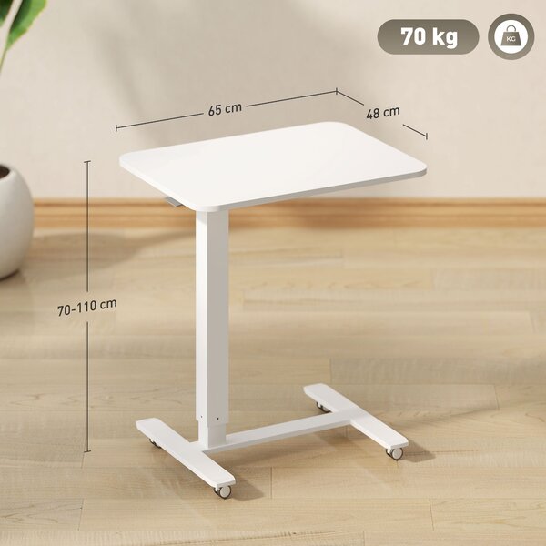HOMCOM Výškovo nastaviteľný stôl na notebook 65 x 70-110 x 48 cm biely