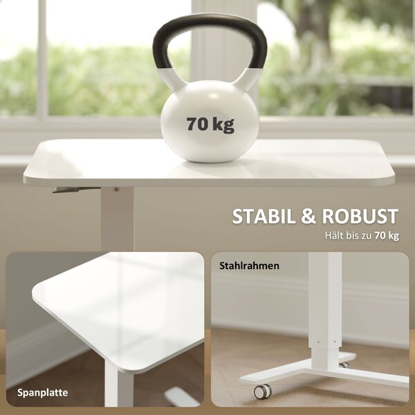 HOMCOM Výškovo nastaviteľný stôl na notebook 65 x 70-110 x 48 cm biely