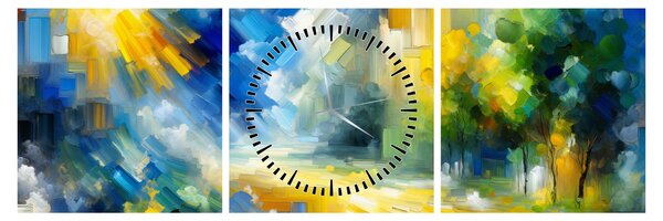Obraz - Abstraktný slnečný deň (s hodinami) (90x30 cm)