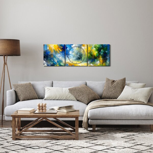 Obraz - Abstraktný slnečný deň (s hodinami) (90x30 cm)