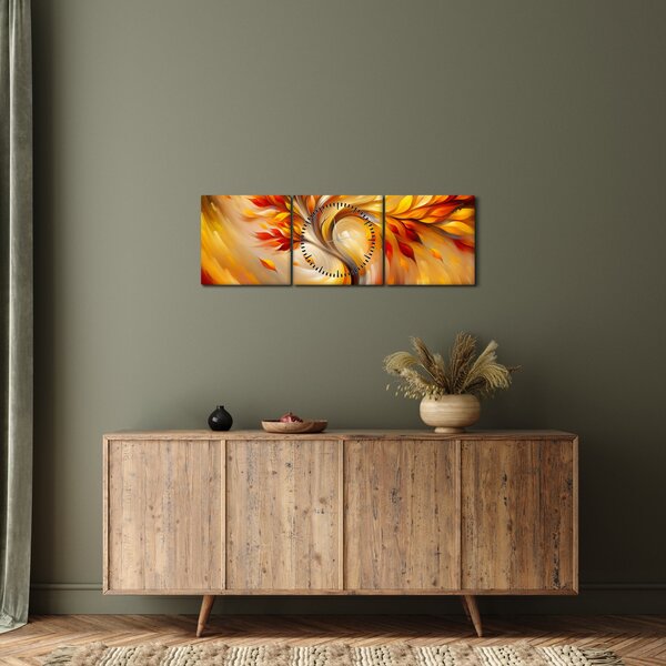 Obraz - Jesenný strom (s hodinami) (90x30 cm)