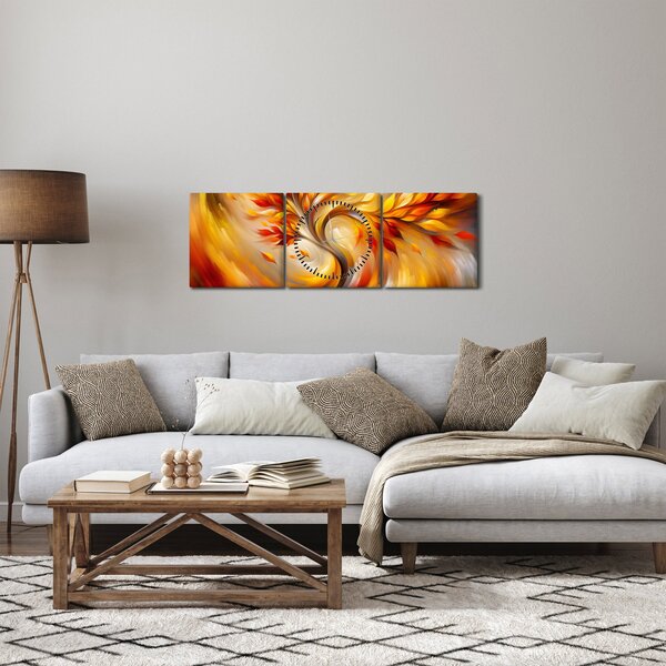Obraz - Jesenný strom (s hodinami) (90x30 cm)