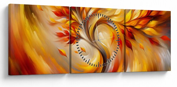 Obraz - Jesenný strom (s hodinami) (90x30 cm)