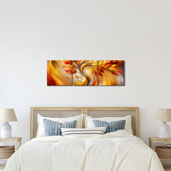 Obraz - Jesenný strom (s hodinami) (90x30 cm)