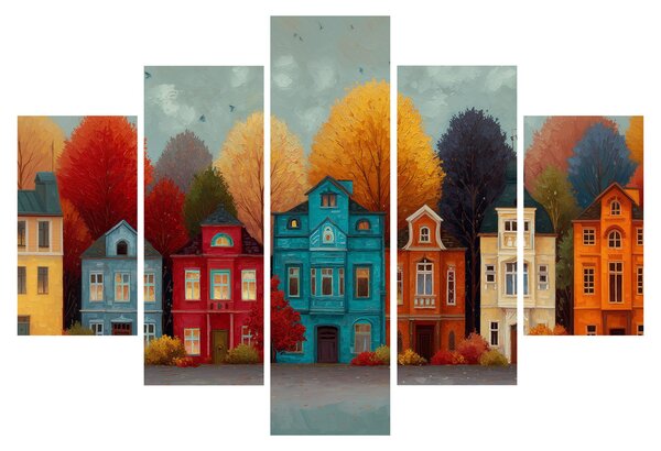 Obraz - Maľované jesenné mesto (150x105 cm)