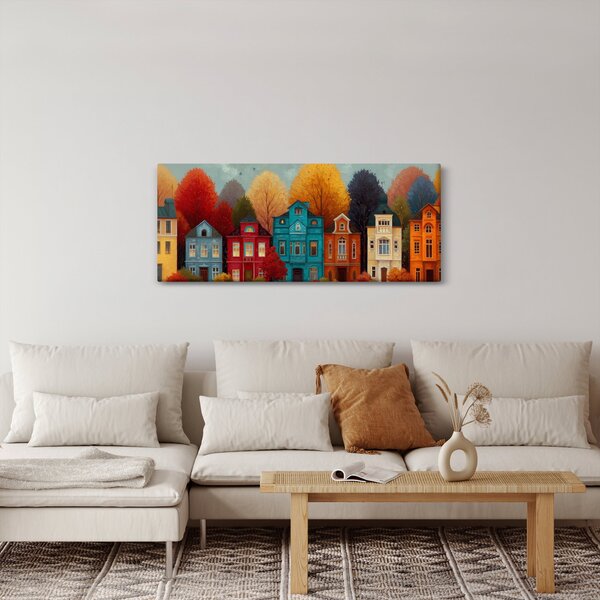 Obraz - Maľované jesenné mesto (120x50 cm)