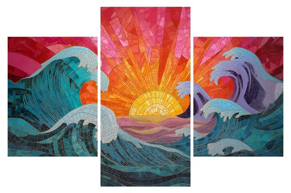Obraz - Mozaika vĺn (90x60 cm)