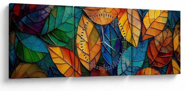 Obraz - Mozaika z listov (s hodinami) (90x30 cm)