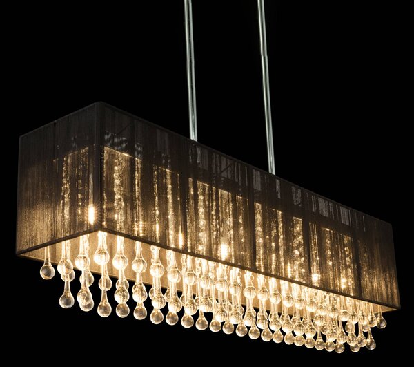 Závesné LED svietidlo Bagana kov, sklo a hodváb