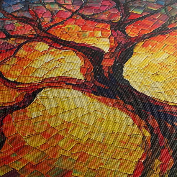 Obraz - Strom života v mozaike (s hodinami) (90x30 cm)