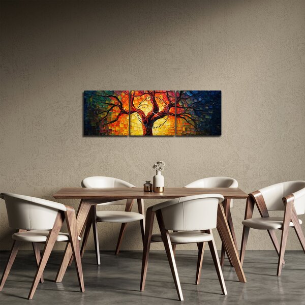 Obraz - Strom života v mozaike (s hodinami) (90x30 cm)