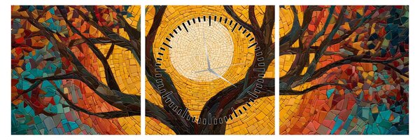 Obraz - Slnko v korune stromu života (s hodinami) (90x30 cm)