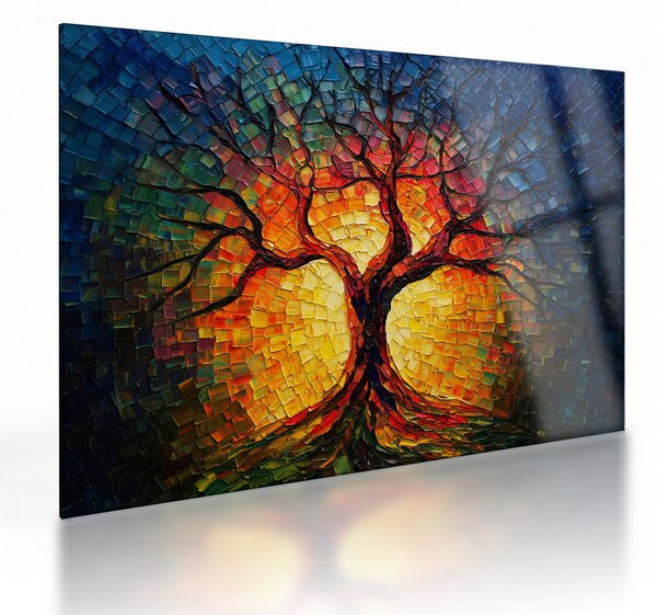 Sklenený obraz - Strom života v mozaike (70x50 cm)