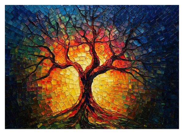 Sklenený obraz - Strom života v mozaike (70x50 cm)
