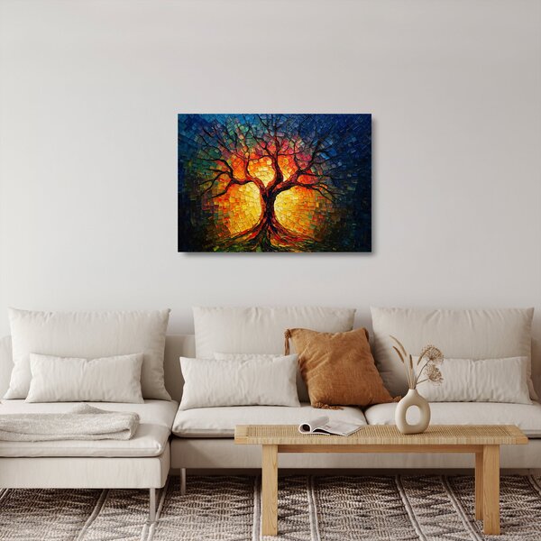 Sklenený obraz - Strom života v mozaike (70x50 cm)