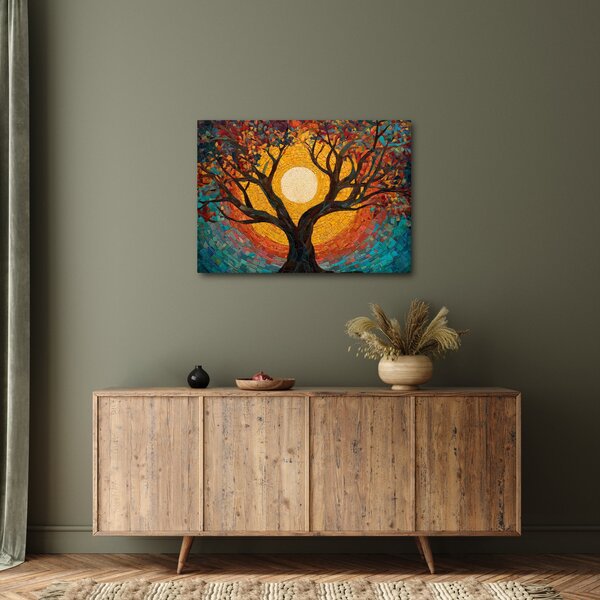 Obraz - Slnko v korune stromu života (70x50 cm)