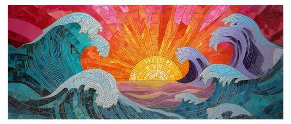 Obraz - Mozaika vĺn (120x50 cm)