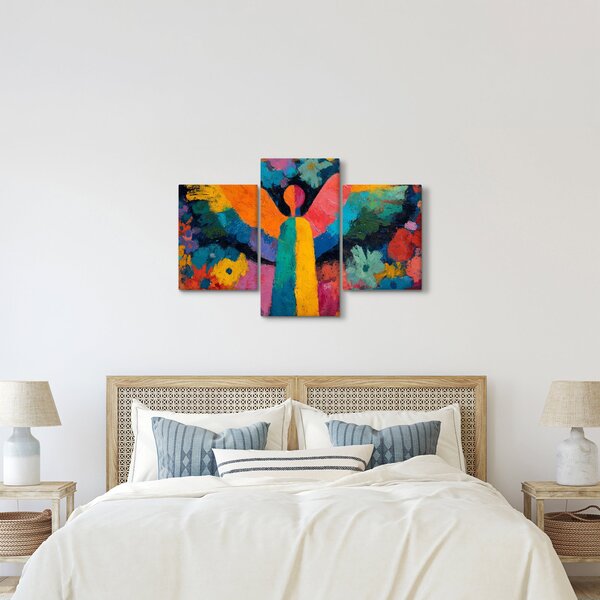 Obraz - Abstraktný anjel s kvetmi (90x60 cm)