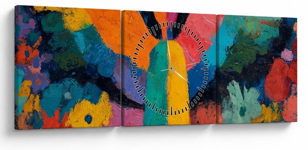 Obraz - Abstraktný anjel s kvetmi (s hodinami) (90x30 cm)