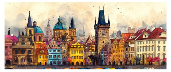 Obraz - Jeseň v maľovanom meste (120x50 cm)