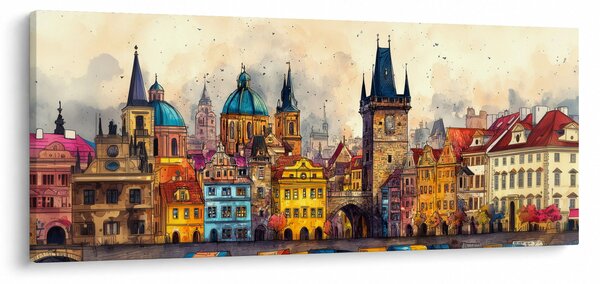 Obraz - Jeseň v maľovanom meste (120x50 cm)