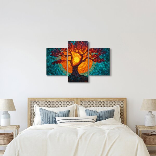 Obraz - Strom života a slnko v mozaike (90x60 cm)