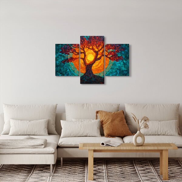 Obraz - Strom života a slnko v mozaike (90x60 cm)