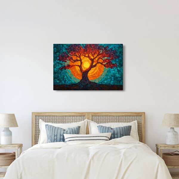 Obraz - Strom života a slnko v mozaike (90x60 cm)