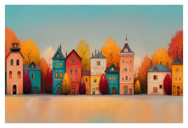 Obraz - Jesenná dedina (90x60 cm)